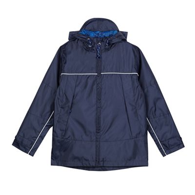 Debenhams Boys' navy hooded shower resistant mac jacket
